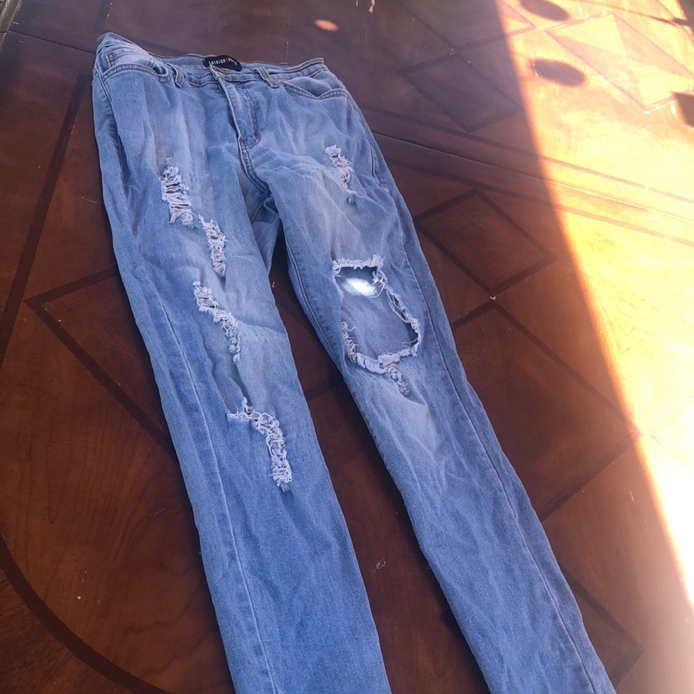 Fashion nova blue skinny jeans mid rise